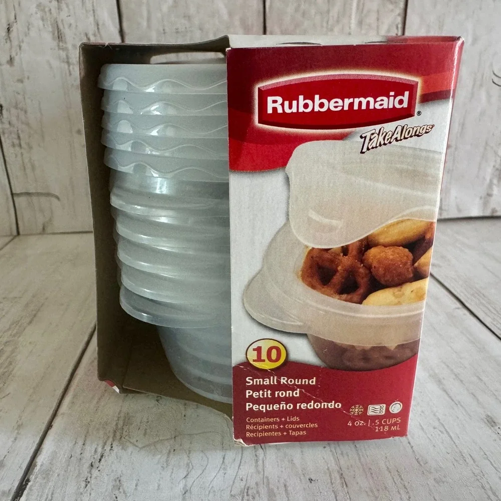 2005 Rubbermaid TakeAlongs 10 Pack Small Round 4oz Food Storage Containers Clear